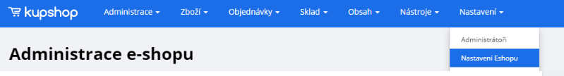 Nastavení e-shopu ve WPJ